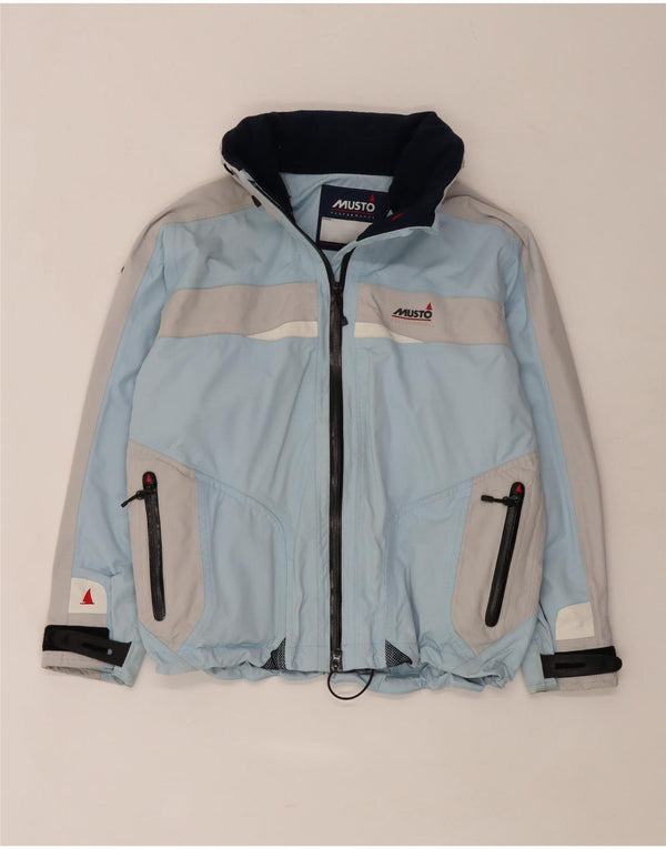 Musto Womens Hooded Oversized Rain Jacket UK 10 Small Blue Colourblock