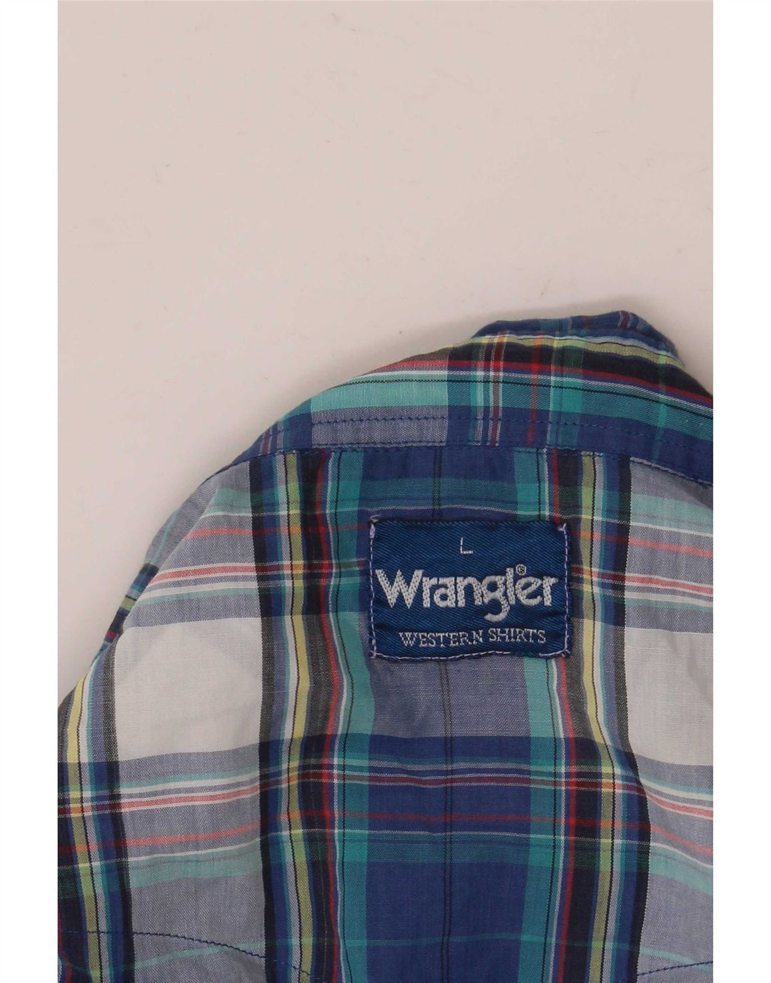 Ανδρικό κοντομάνικο πουκάμισο Wrangler με βολάν μπροστά μεγάλο μπλε καρό