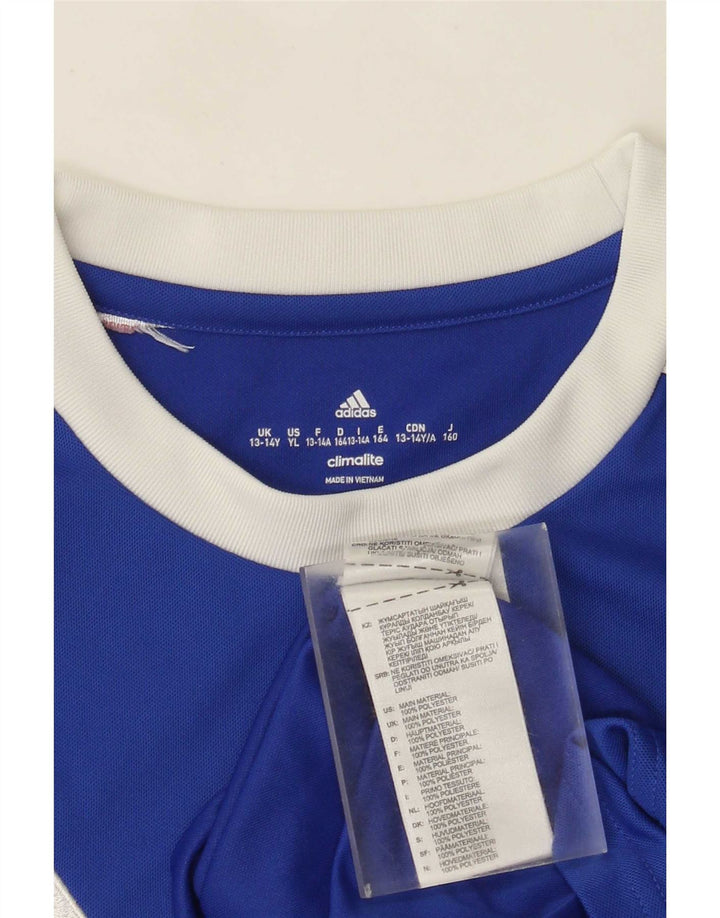 Adidas Boys Climalite T-Shirt Top 13-14 Years Blue Polyester