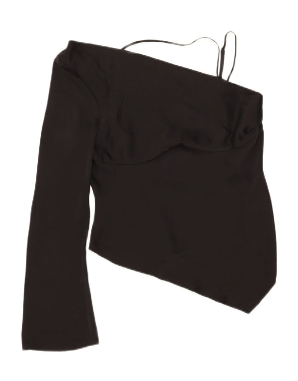 Topshop Γυναικείο Asymmetric One Shoulder Top UK 12 Medium Black Polyester