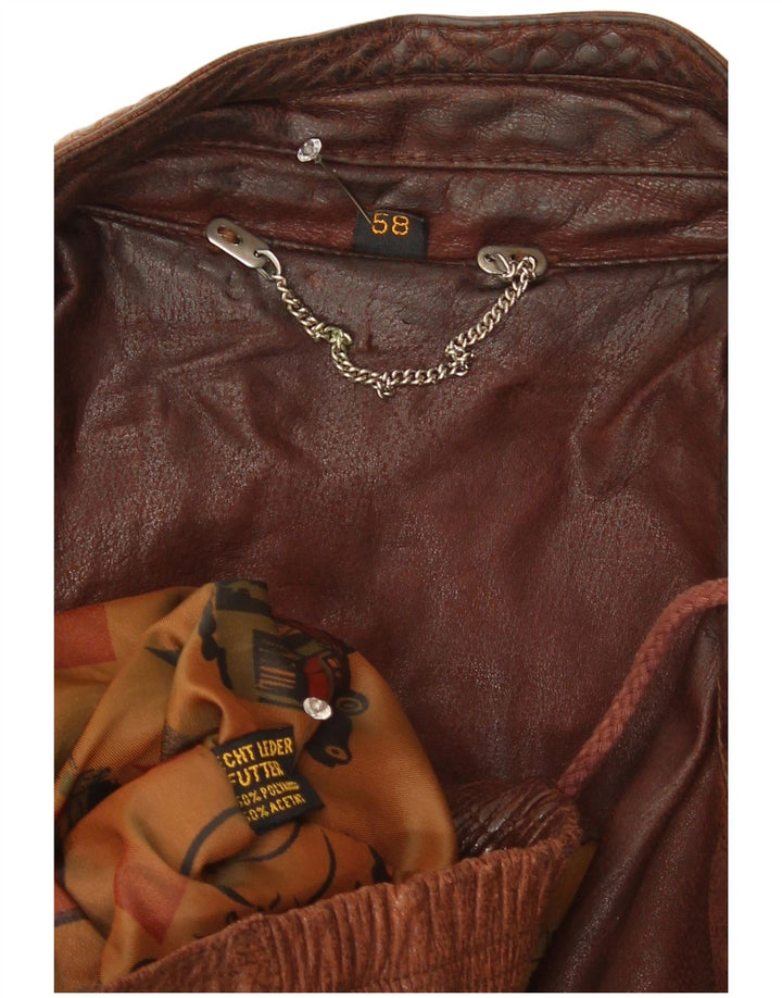 Vintage Ανδρικό Bomber Δερμάτινο Μπουφάν IT 58 4XL Καφέ Δερμάτινο