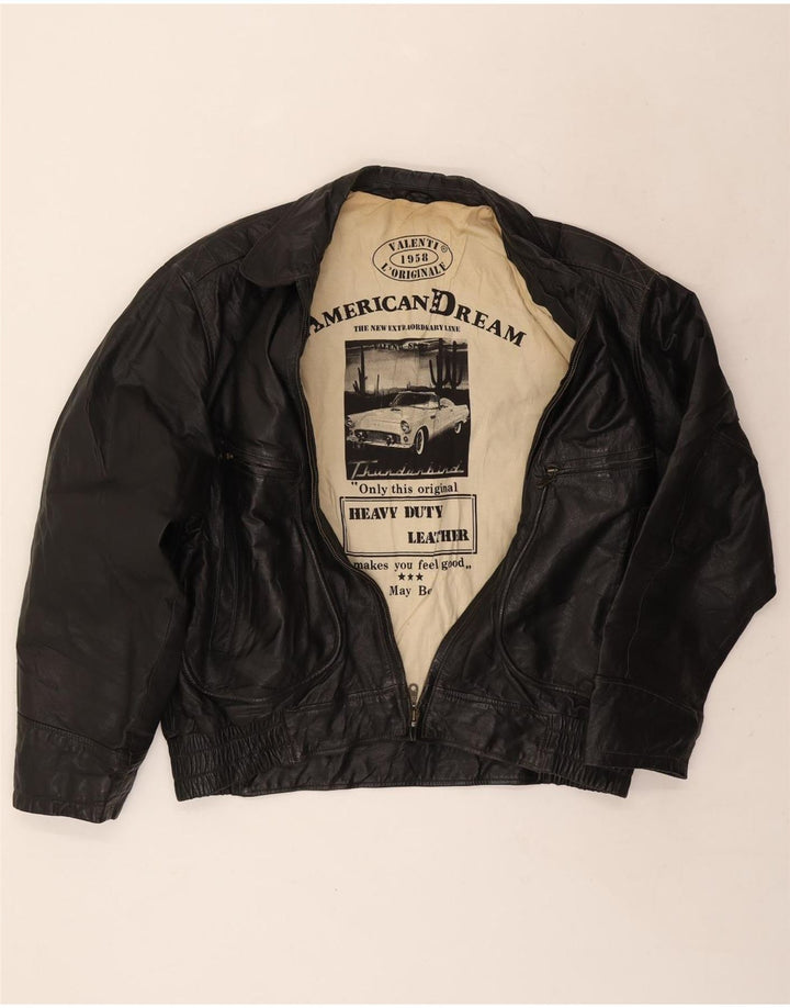 Vintage Ανδρικό Δερμάτινο Μπουφάν IT 56 3XL Μαύρο