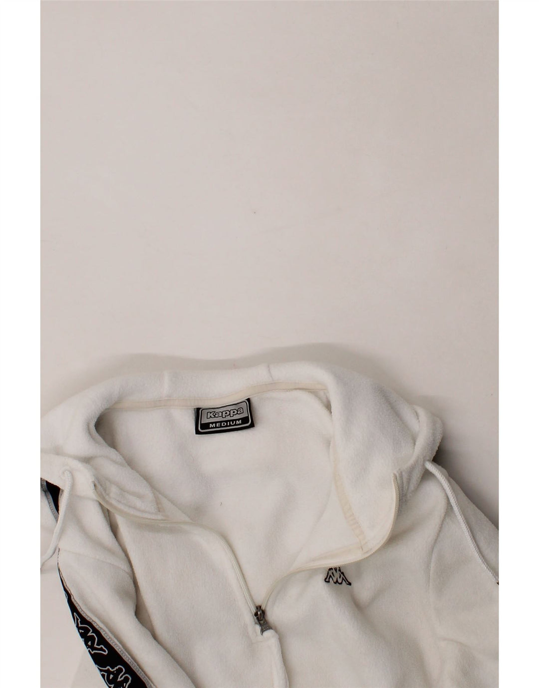 KAPPA Mens Fleece Graphic Hoodie Jumper Medium White Polyester Vintage Kappa and Second-Hand Kappa from Messina Hembry 