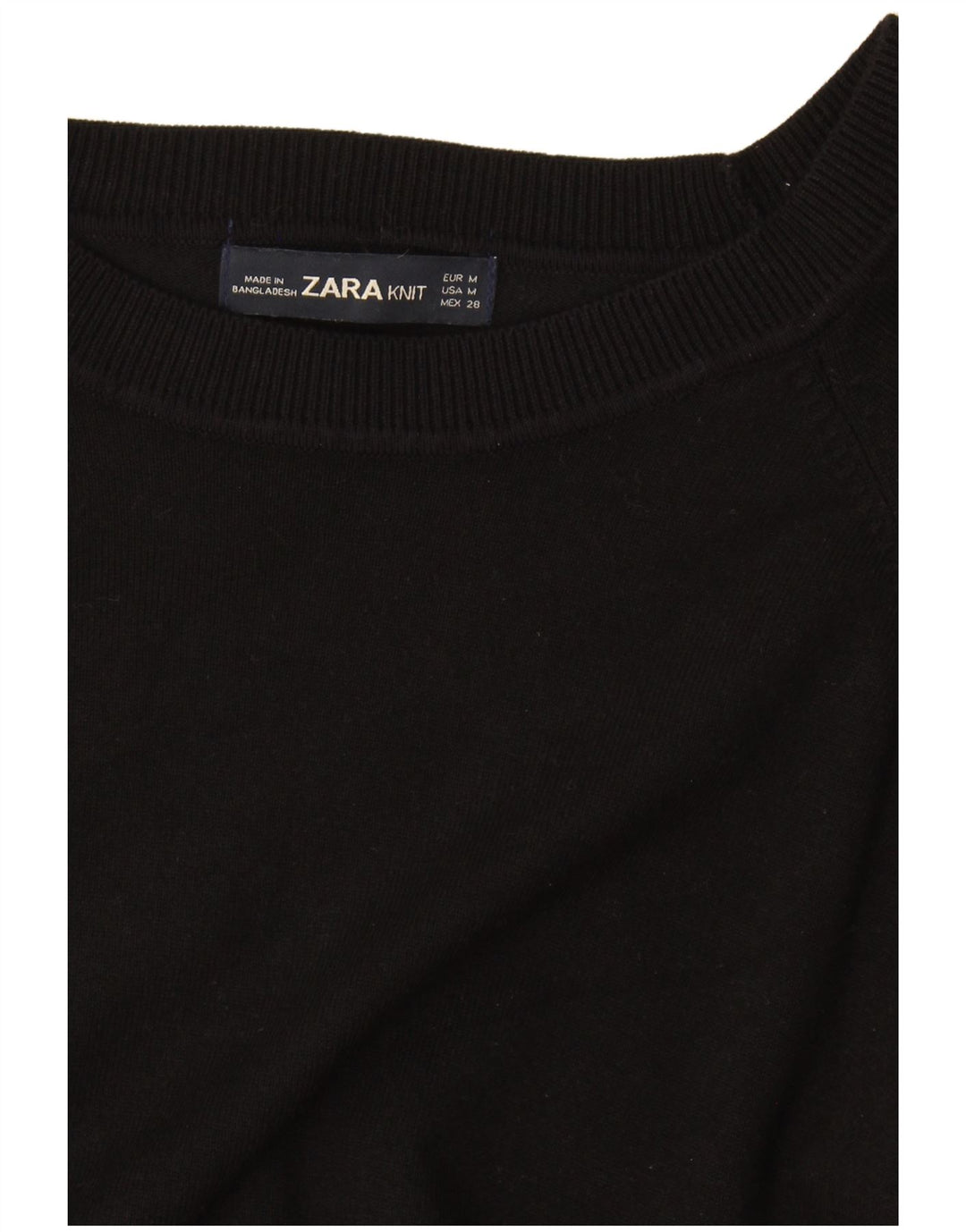 Zara Γυναικείο πουλόβερ με λαιμόκοψη μεγάλου μεγέθους UK 14 Μεσαίο Μαύρο