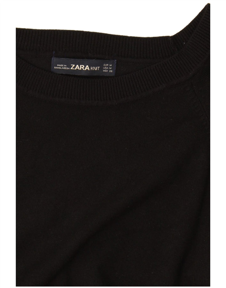 Zara Γυναικείο πουλόβερ με λαιμόκοψη μεγάλου μεγέθους UK 14 Μεσαίο Μαύρο