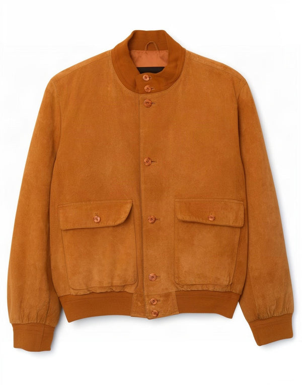Vintage Ανδρικό Suede Bomber Jacket IT 54 2XL Καφέ Δερμάτινο