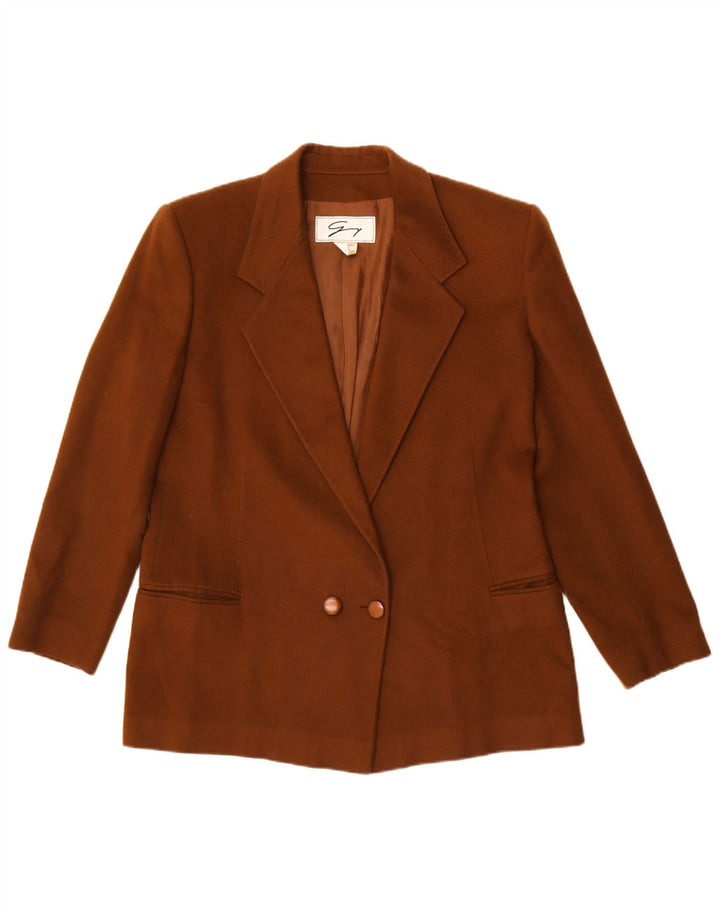 Genny Γυναικείο Σακάκι Blazer με διπλό στήθος UK 14 Μαλλί μεσαίου καφέ