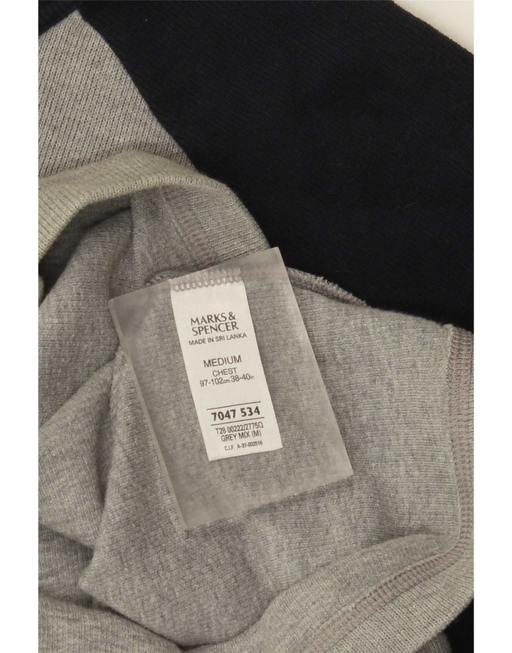 Ανδρικό μπλουζάκι Marks & Spencer Μακρυμάνικο μεσαίο γκρι βαμβακερό