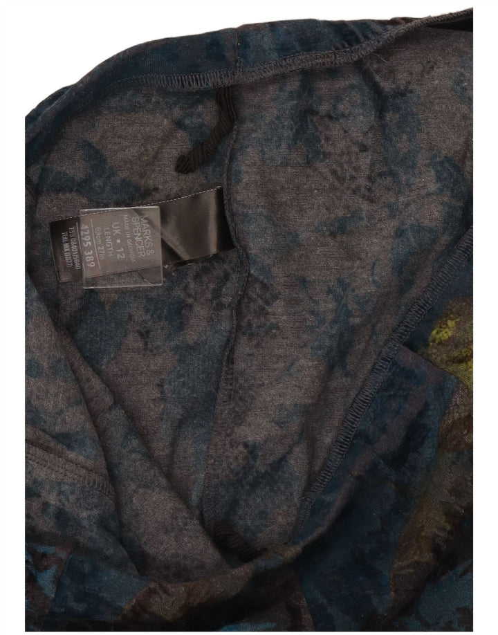 Marks & Spencer Γυναικεία φούστα A-Line UK 12 Medium W30 Blue Floral Polyester