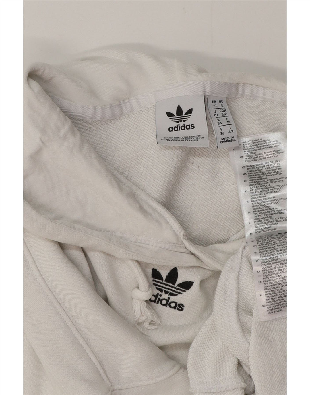 Γυναικεία κουκούλα με κουκούλα ADIDAS Oversized UK 10 Βαμβακερά μικρά