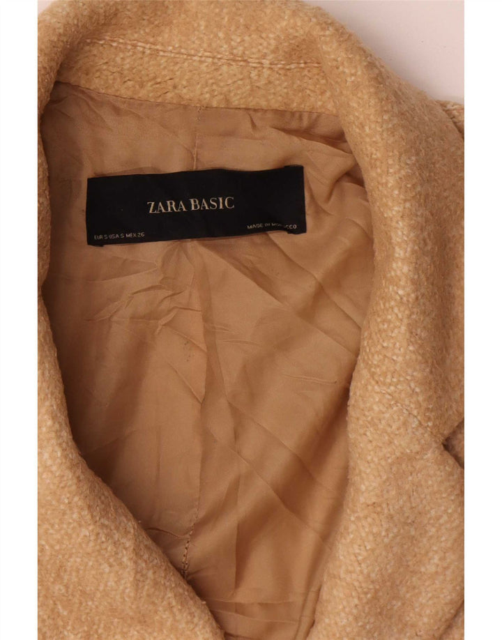 Zara Γυναικείο Παλτό με διπλό στήθος UK 10 Small Beige Polyester