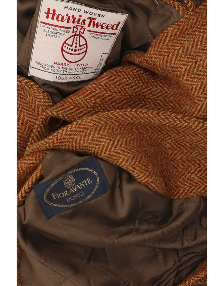 Ανδρικό μπουφάν Harris Tweed 2 Button Blazer IT 54 2XL Μαλλί ψαροκόκαλο καφέ