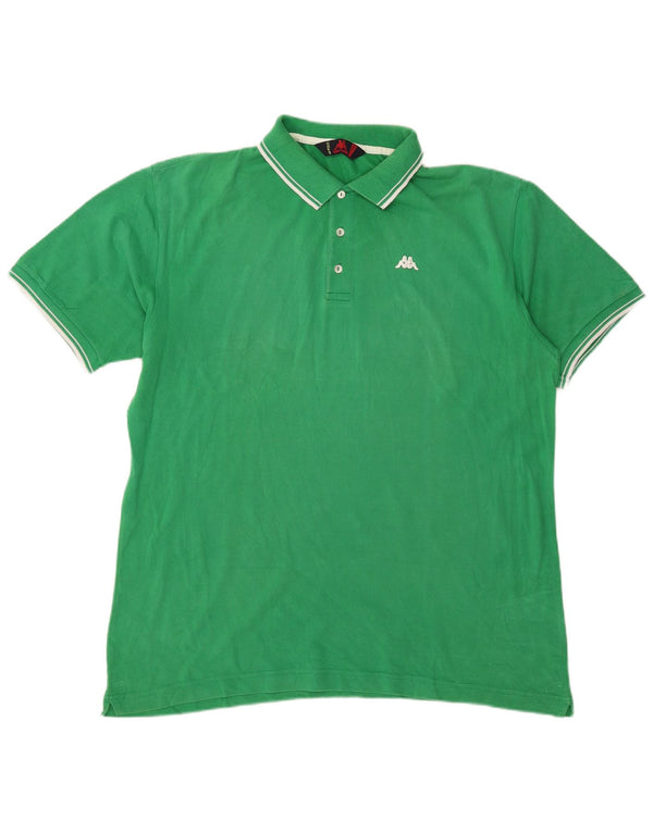 Ανδρικό μπλουζάκι πόλο Kappa 2XL πράσινο βαμβακερό