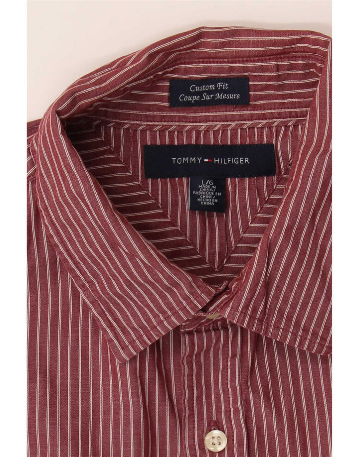 Ανδρικό πουκάμισο Tommy Hilfiger Custom Fit Μεγάλο κόκκινο pinstripe