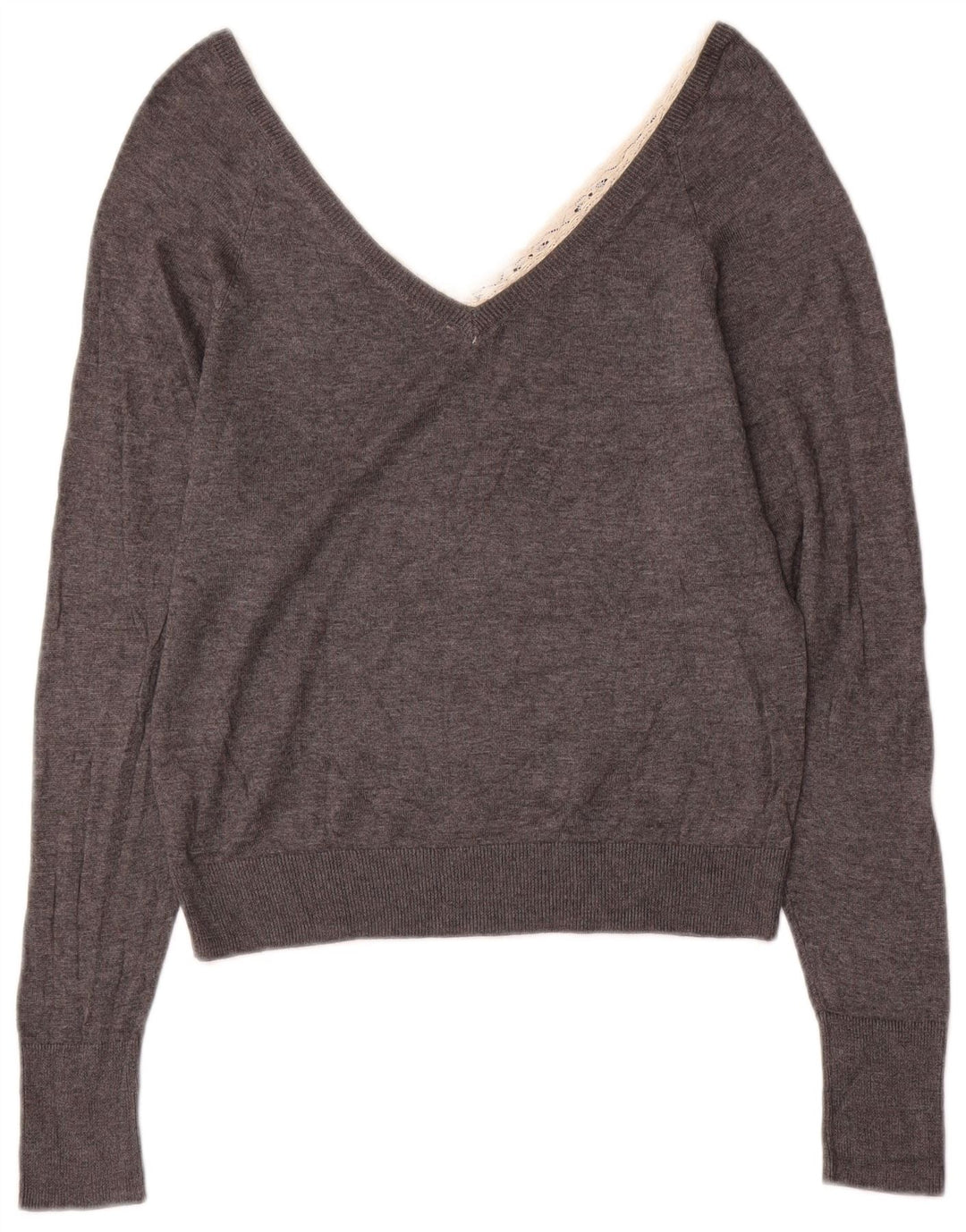 Zara Γυναικείο πουλόβερ με V λαιμόκοψη UK 10 Small Grey