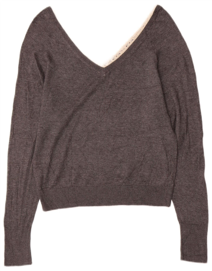 Zara Γυναικείο πουλόβερ με V λαιμόκοψη UK 10 Small Grey