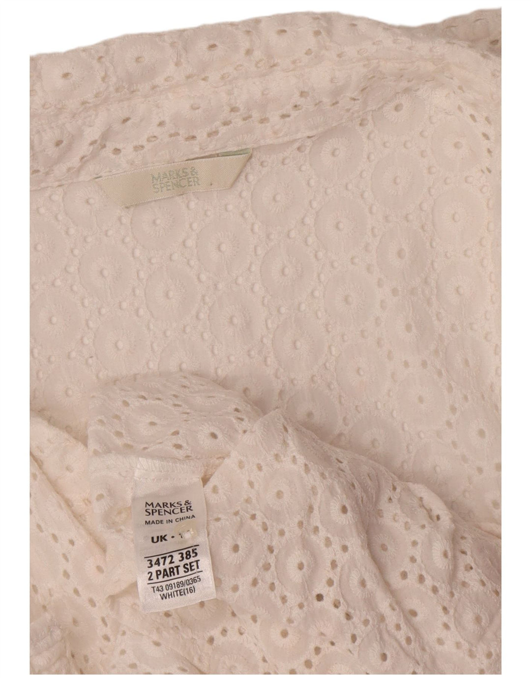 Marks & Spencer Womens See Through Shirt Μπλούζα UK 16 Large White