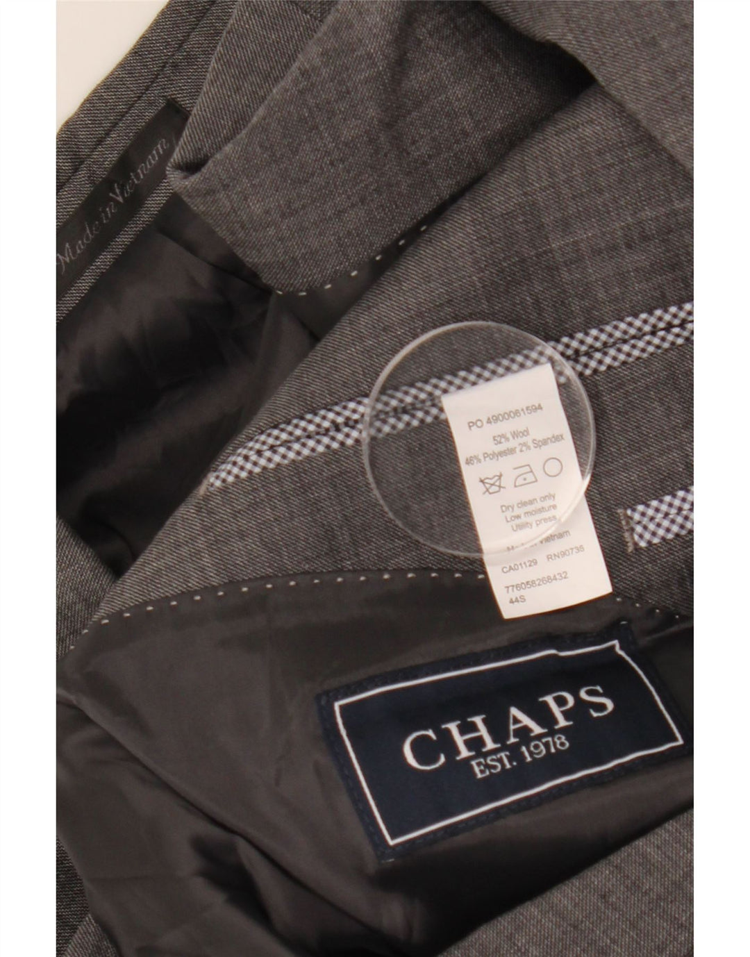 CHAPS Ανδρικό σακάκι σακάκι με 2 κουμπιά UK 44 2XL Γκρι μαλλί