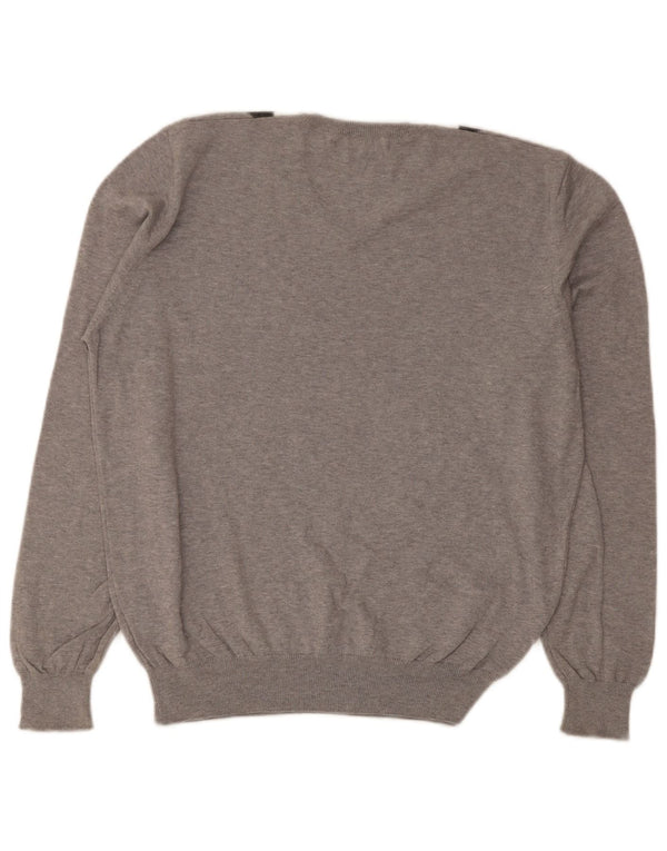 Ανδρικό πουλόβερ Brooksfield με V λαιμόκοψη IT 50 Medium Grey Argyle/Diamond