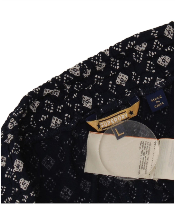 Γυναικείο Hot Παντελόνι Superdry μεγάλο W32 Navy Blue γεωμετρική βισκόζη