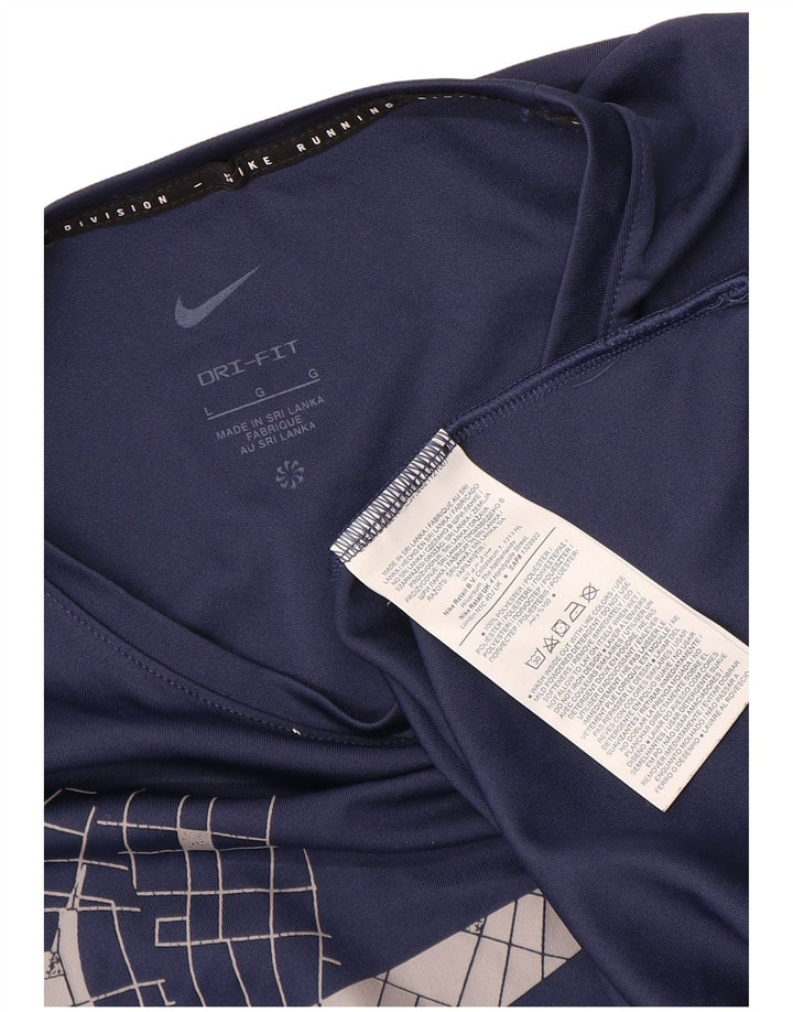 Ανδρικό γραφικό μπλουζάκι Nike με τοπ μεγάλο μπλε ναυτικό πολυεστέρα