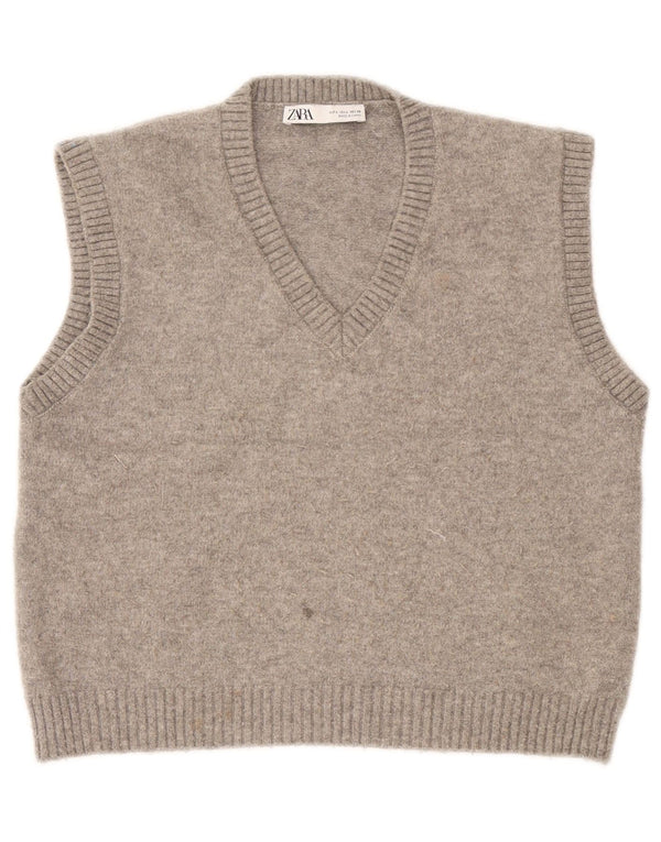 Zara Γυναικείο Γιλέκο Tank Top UK 16 Large Grey Wool