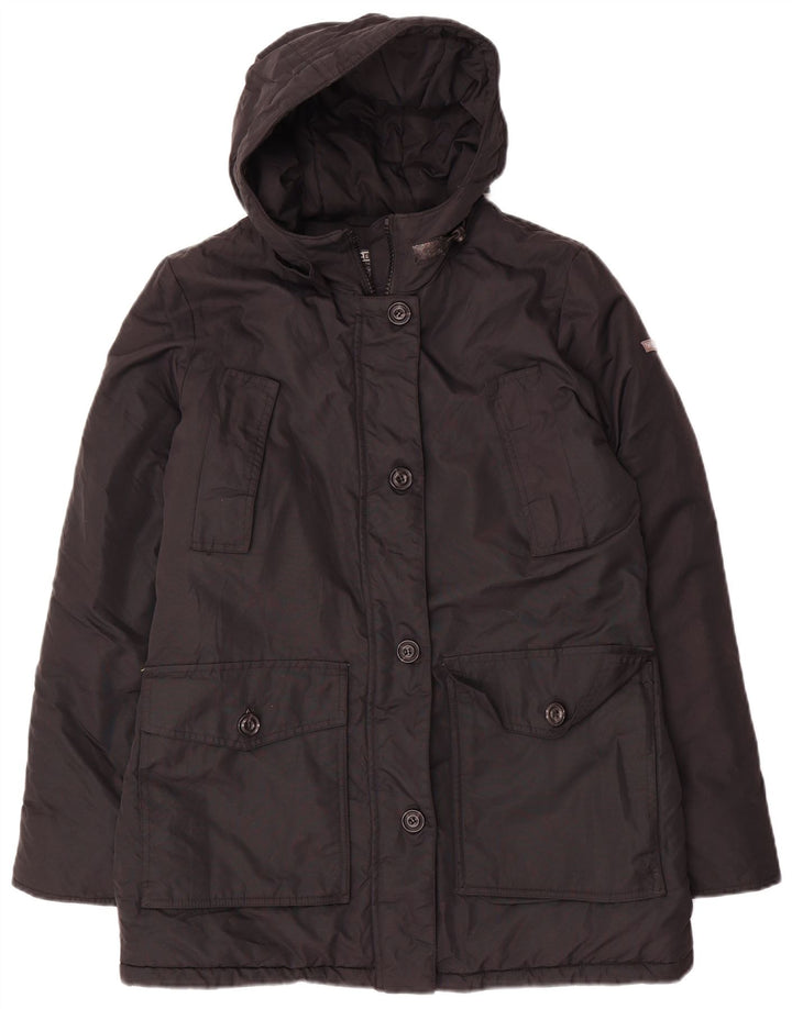 Brugi γυναικείο μπουφάν με κουκούλα μεγάλου μεγέθους UK 10 μικρό μαύρο πολυεστέρα