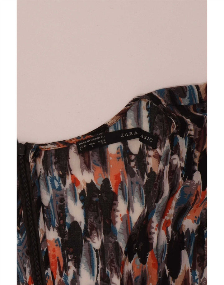 Zara Γυναικείο Abstract Pattern 3/4 μανίκι τοπ UK 14 Large πολύχρωμο