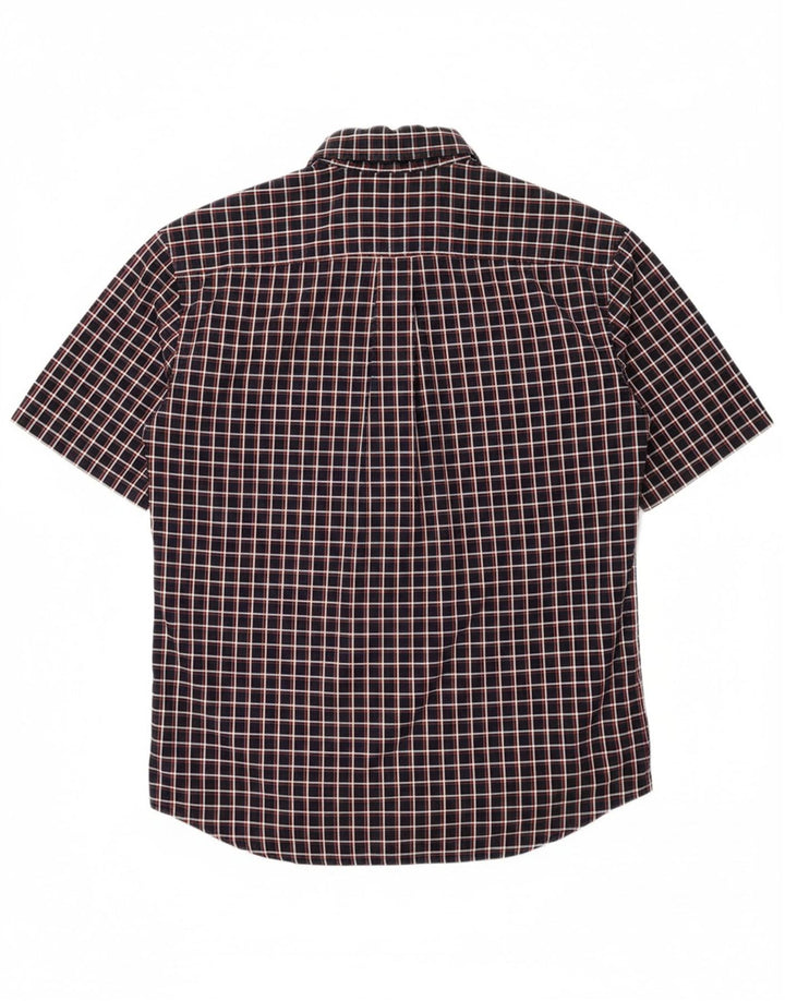 TOMMY HILFIGER Mens Short Sleeve Shirt Small Navy Blue Check Cotton