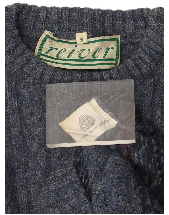 Γυναικείο πουλόβερ με λαιμόκοψη VINTAGE UK 10 Small Blue Fair Isle