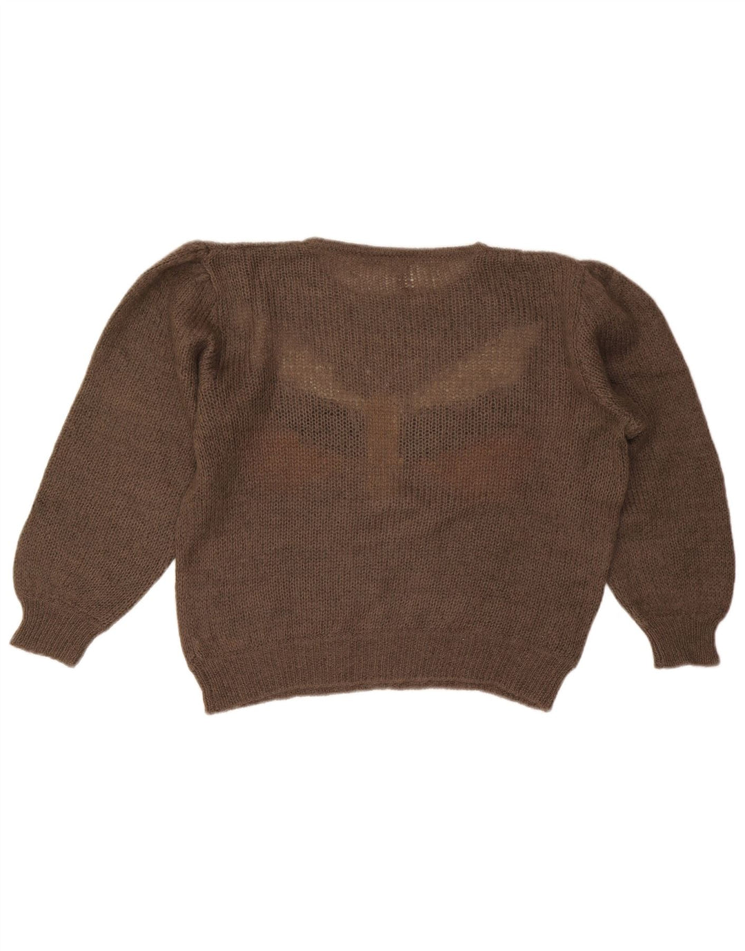 Γυναικείο πουλόβερ Vintage Crop Crew Neck Jumper UK 16 Large Brown Butterfly