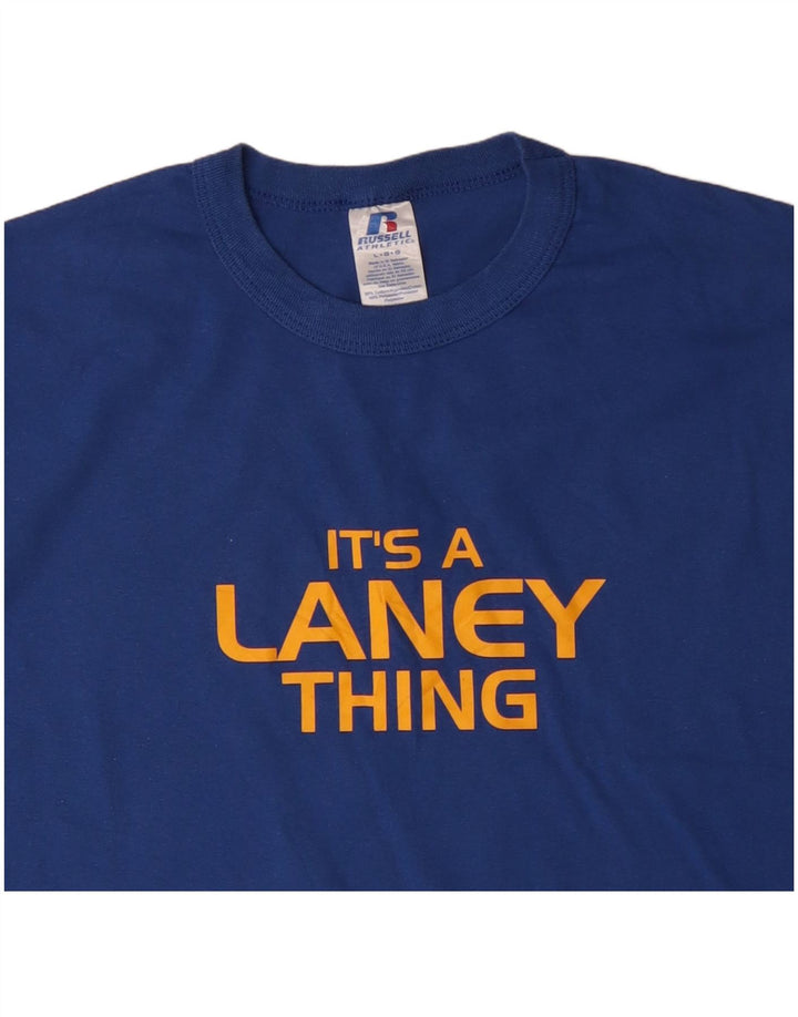 Ανδρικό γραφικό μπλουζάκι RUSSELL ATHLETIC Τοπ μεγάλο μπλε βαμβακερό