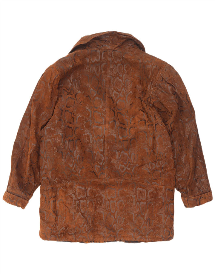 Vintage γυναικείο σουέτ πανωφόρι IT 44 Medium Brown Animal Print Δέρμα