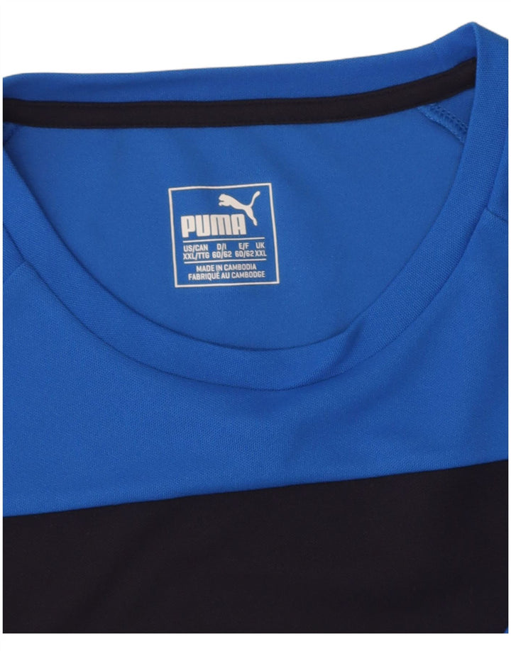 PUMA Mens T-Shirt Top 2XL Blue Colourblock