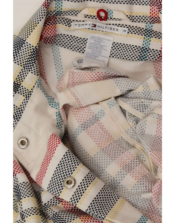 TOMMY HILFIGER Γυναικείο Πανωφόρι UK 14 Medium Off White Check Cotton