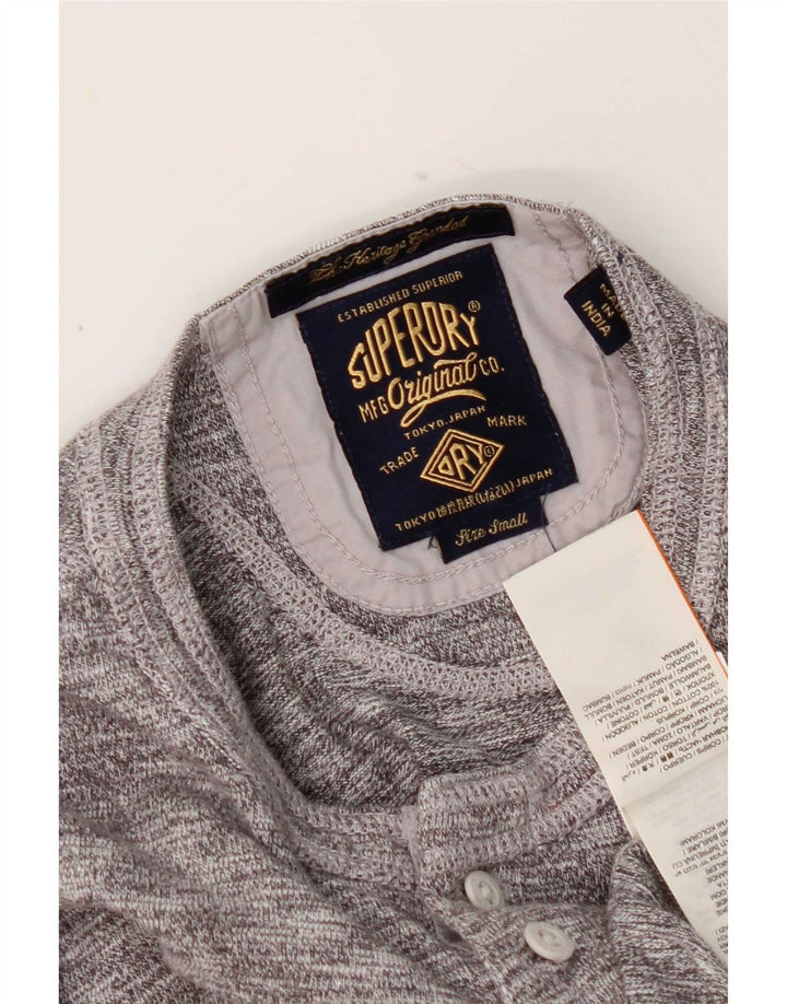 Ανδρικό μπλουζάκι Superdry, μακρυμάνικο, μικρό γκρι βαμβακερό