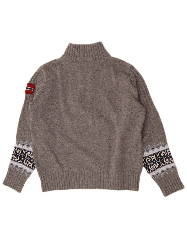 Ανδρικό πουλόβερ Napapijri Geographic με φερμουάρ, Medium Grey Fair Isle