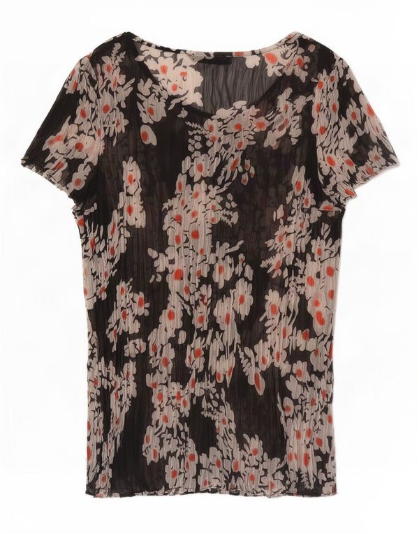 Marks & Spencer Womens See Through Blouse Top 16 Large Black Floral