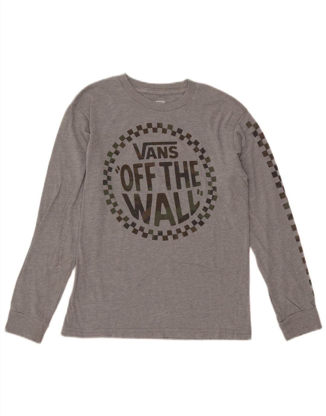 VANS Γυναικείο τοπ μακρυμάνικο UK 10 Small γκρι βαμβακερό