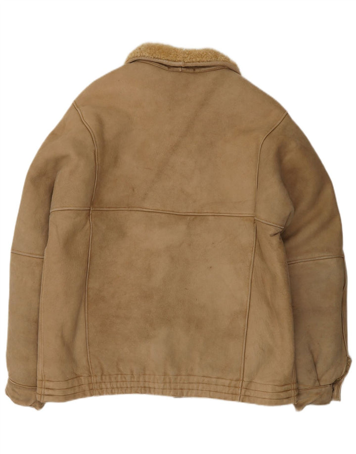 Vintage Ανδρικό Shearling Jacket UK 38 Medium Brown