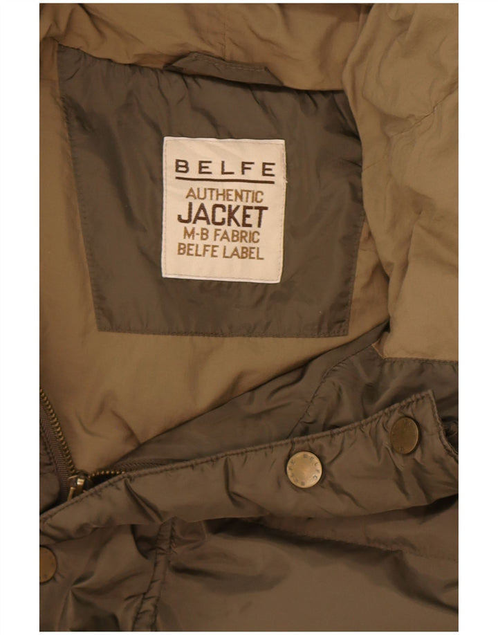 Belfe Ανδρικό μπουφάν με κουκούλα με επένδυση UK 44 2XL Khaki Polyamide