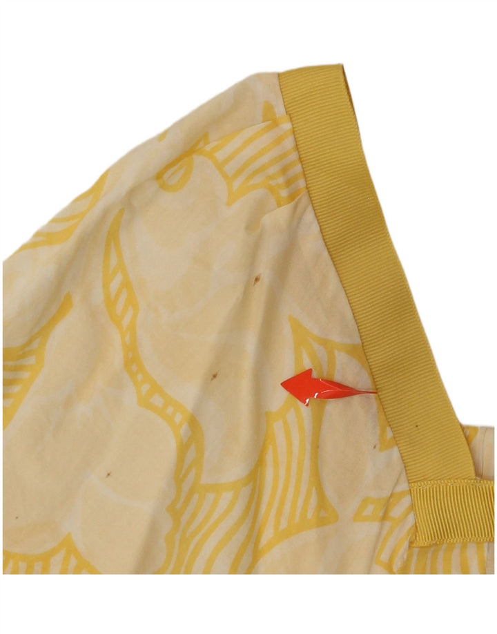 MOSSIMO Γυναικεία Crop Μπλούζα Τοπ UK 16 Μεγάλο κίτρινο φλοράλ βαμβακερό