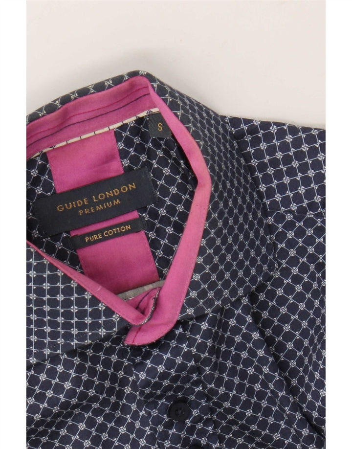 Ανδρικό πουκάμισο Guide London Small Navy Blue Check Cotton