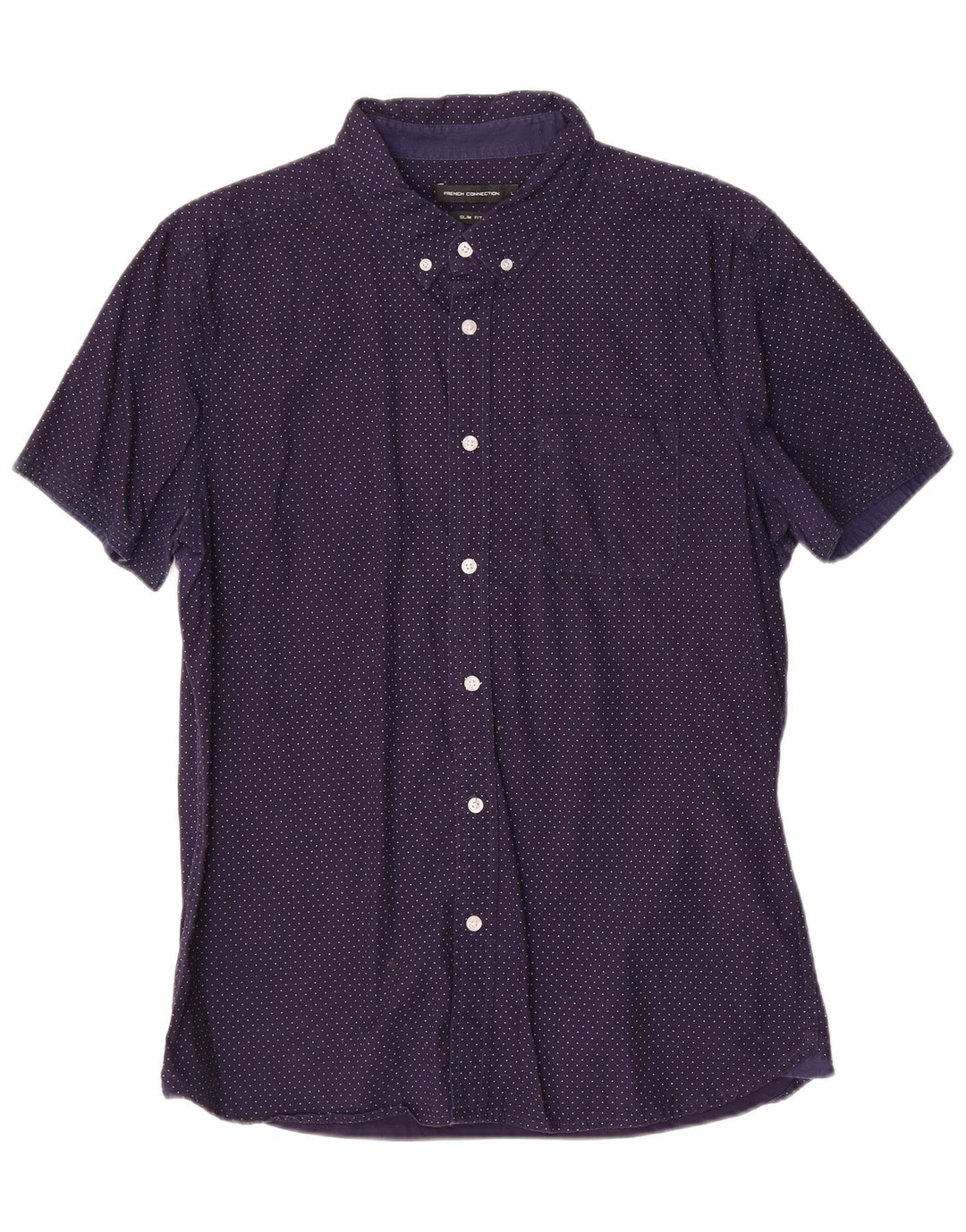 Ανδρικό πουκάμισο French Connection Slim Fit Μεγάλο μπλε ναυτικό βαμβακερό στίγμα