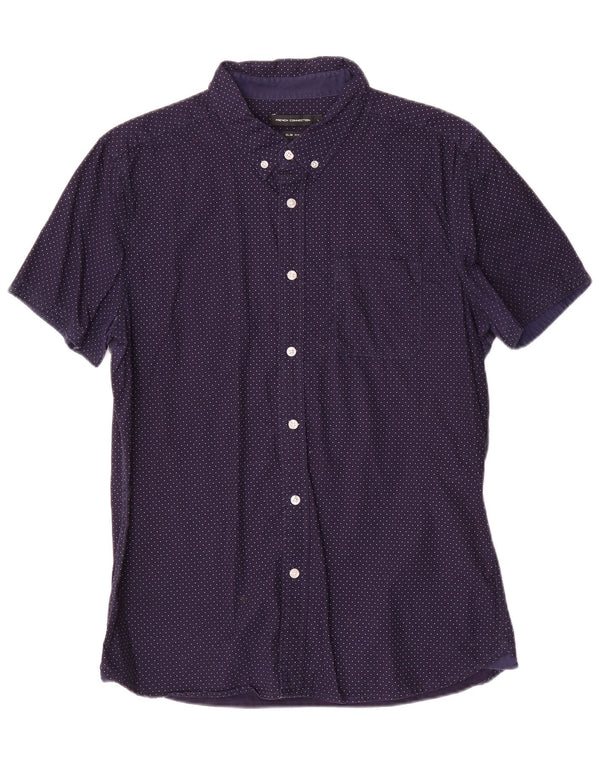 Ανδρικό πουκάμισο French Connection Slim Fit Μεγάλο μπλε ναυτικό βαμβακερό στίγμα