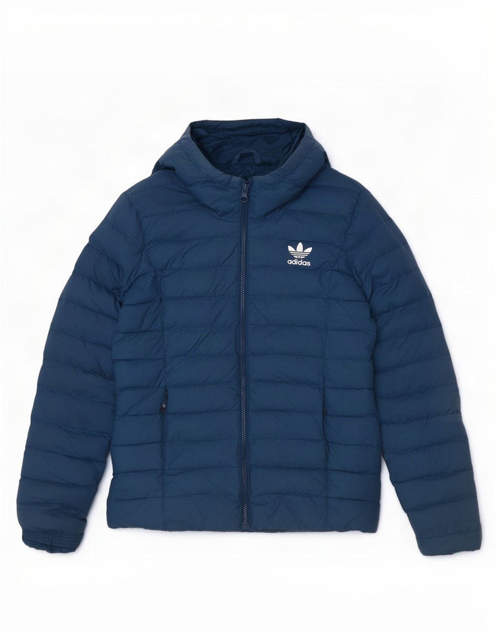 Adidas γυναικείο μπουφάν με κουκούλα UK 10 Small Navy Blue Nylon