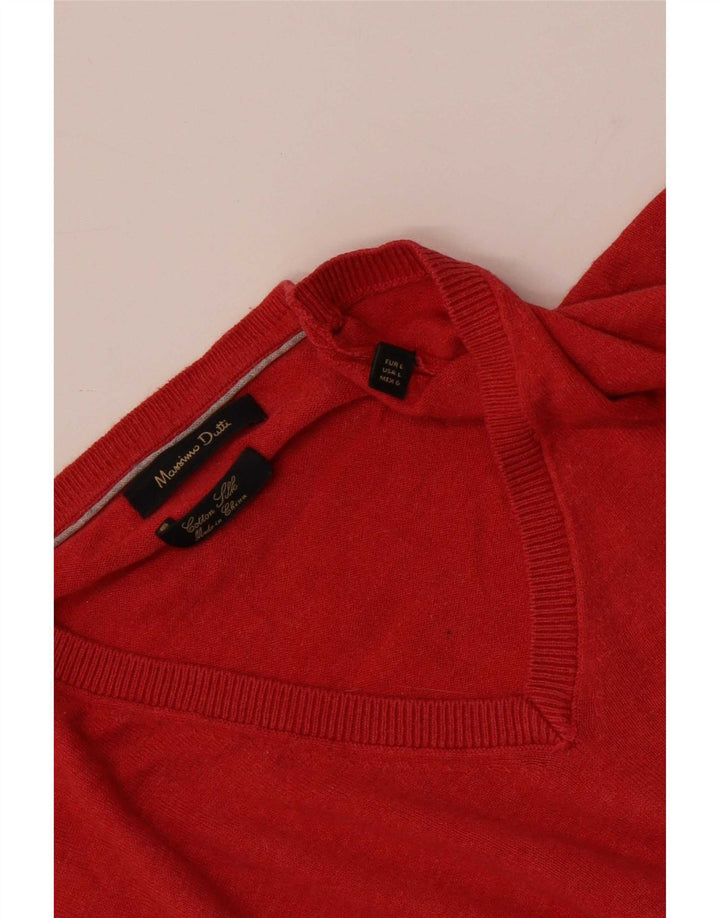 Ανδρικό πουλόβερ Massimo Dutti με V λαιμόκοψη, μεγάλο κόκκινο βαμβακερό