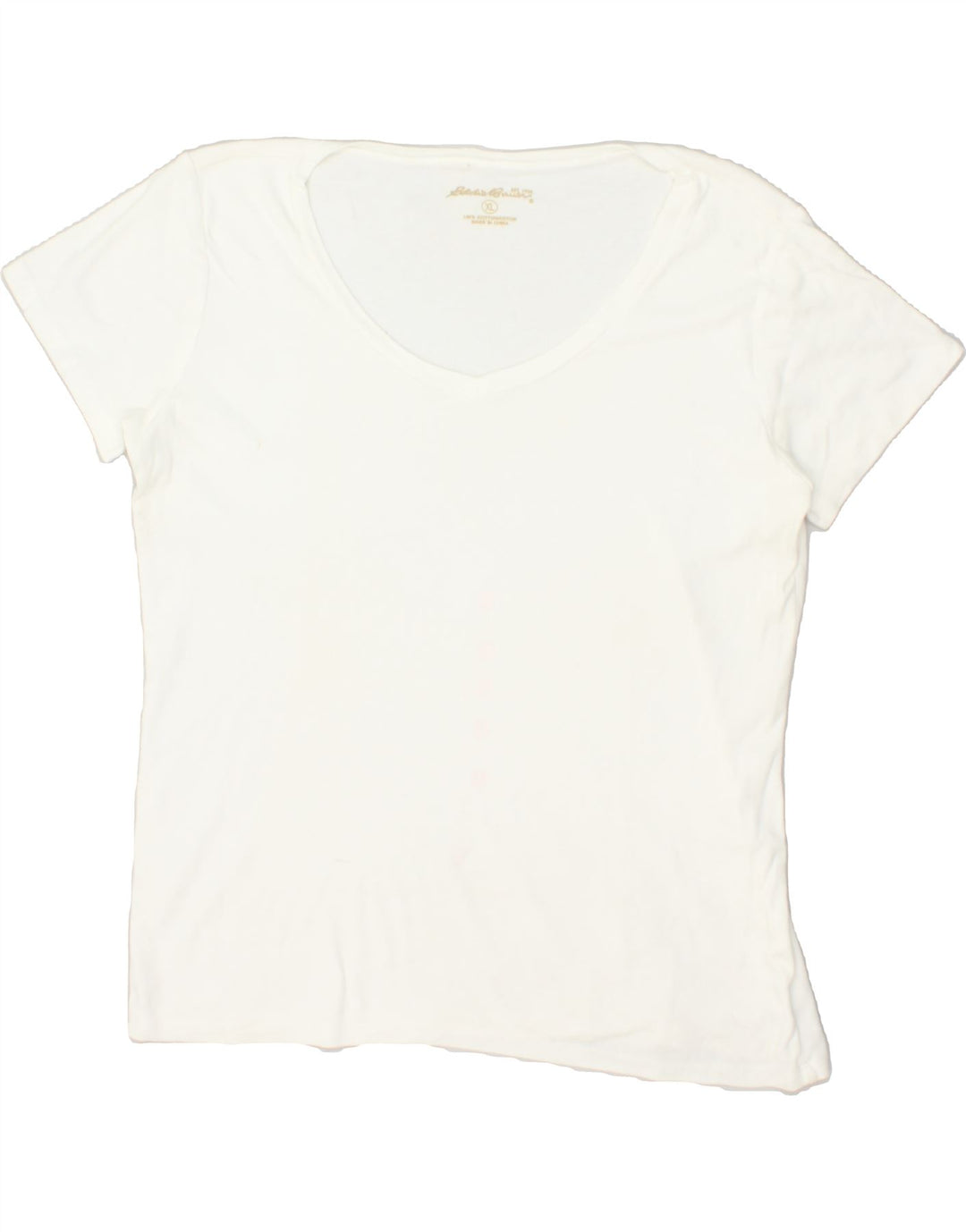 EDDIE BAUER Womens T-Shirt Top UK 18 XL Off White Cotton | Vintage Eddie Bauer | Thrift | Second-Hand Eddie Bauer | Used Clothing | Messina Hembry 