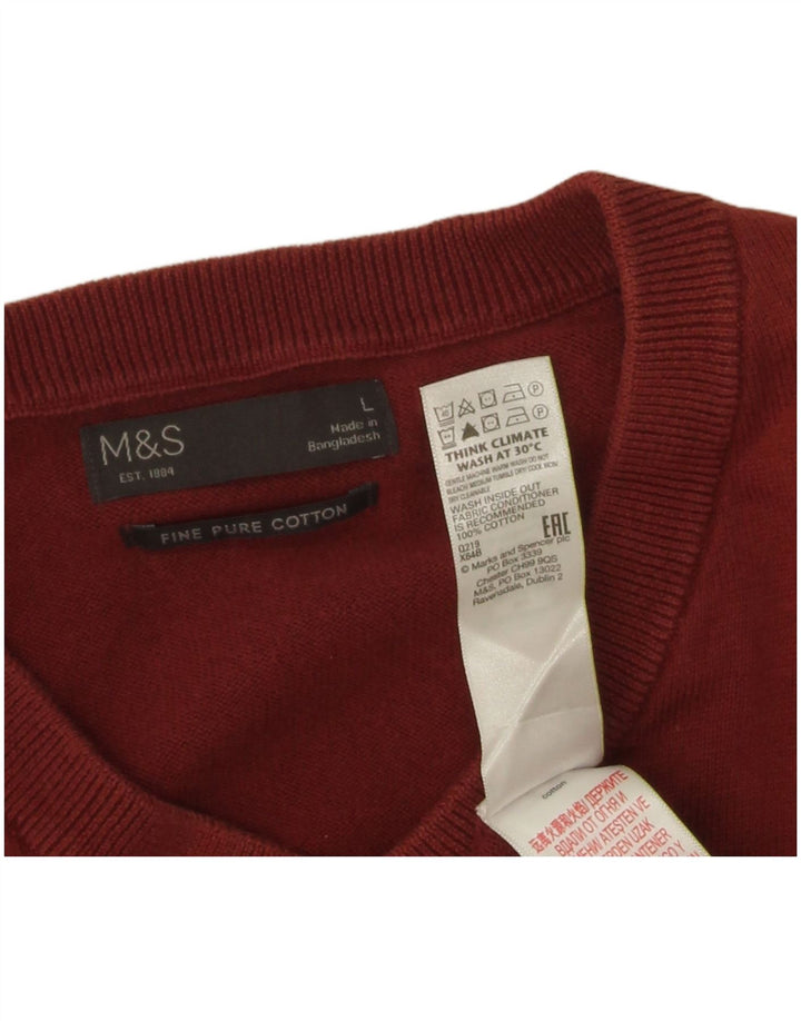 Marks & Spencer Ανδρικό πουλόβερ με λαιμόκοψη V-λαιμόκοψη μεγάλο βαμβακερό καφέ