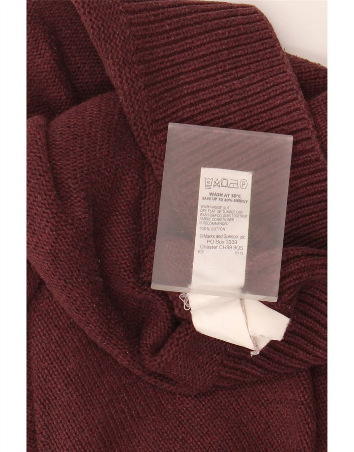 Marks & Spencer Ανδρικό πουλόβερ με σάλι λαιμό, μεσαίο βαμβακερό μπορντό